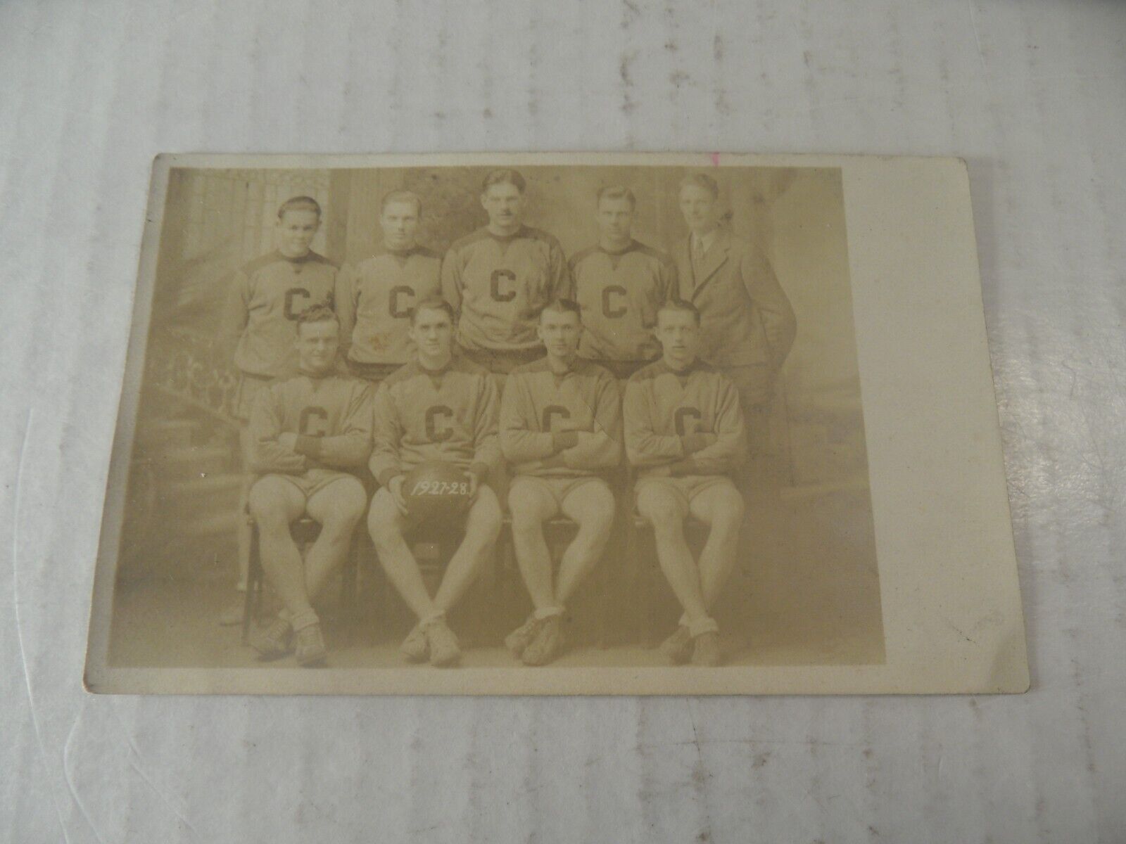7A-89 1927-28 REAL PHOTO POSTCARD BASKETBALL TEAM C UNIFORM Jerseys