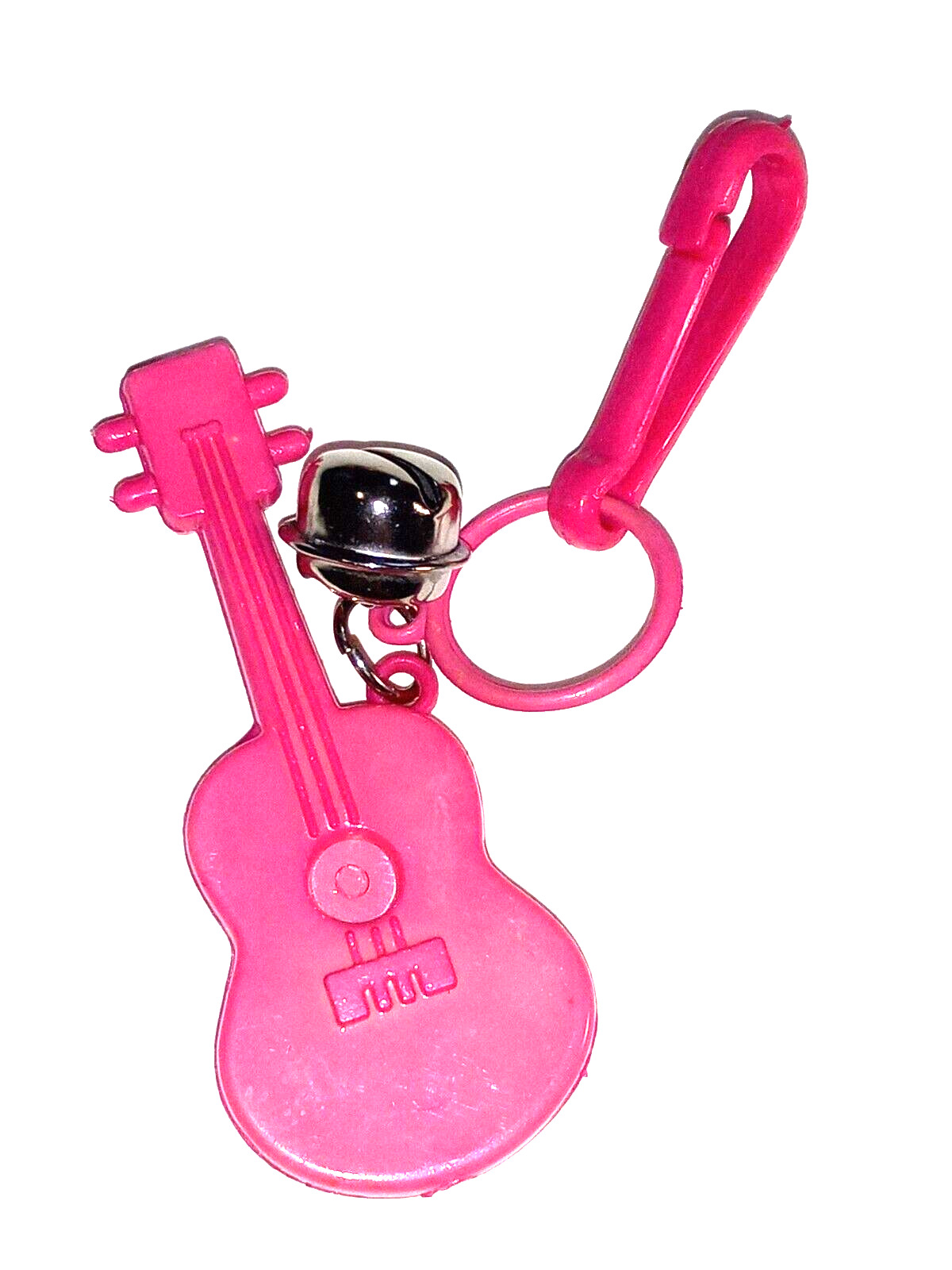 Vintage 1980s Plastic Charm Pink Guitar for 80s Charms Necklace Clip On Retro