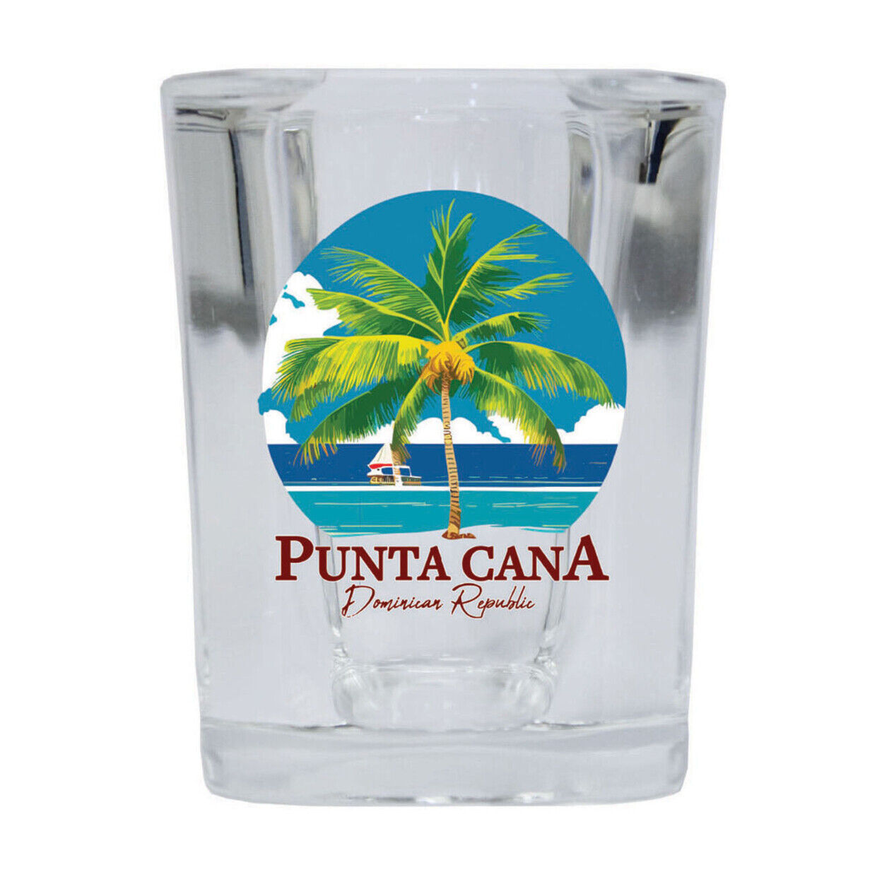 Punta Cana Dominican Republic Souvenir 2.5 Ounce Shot Glass Square Palm