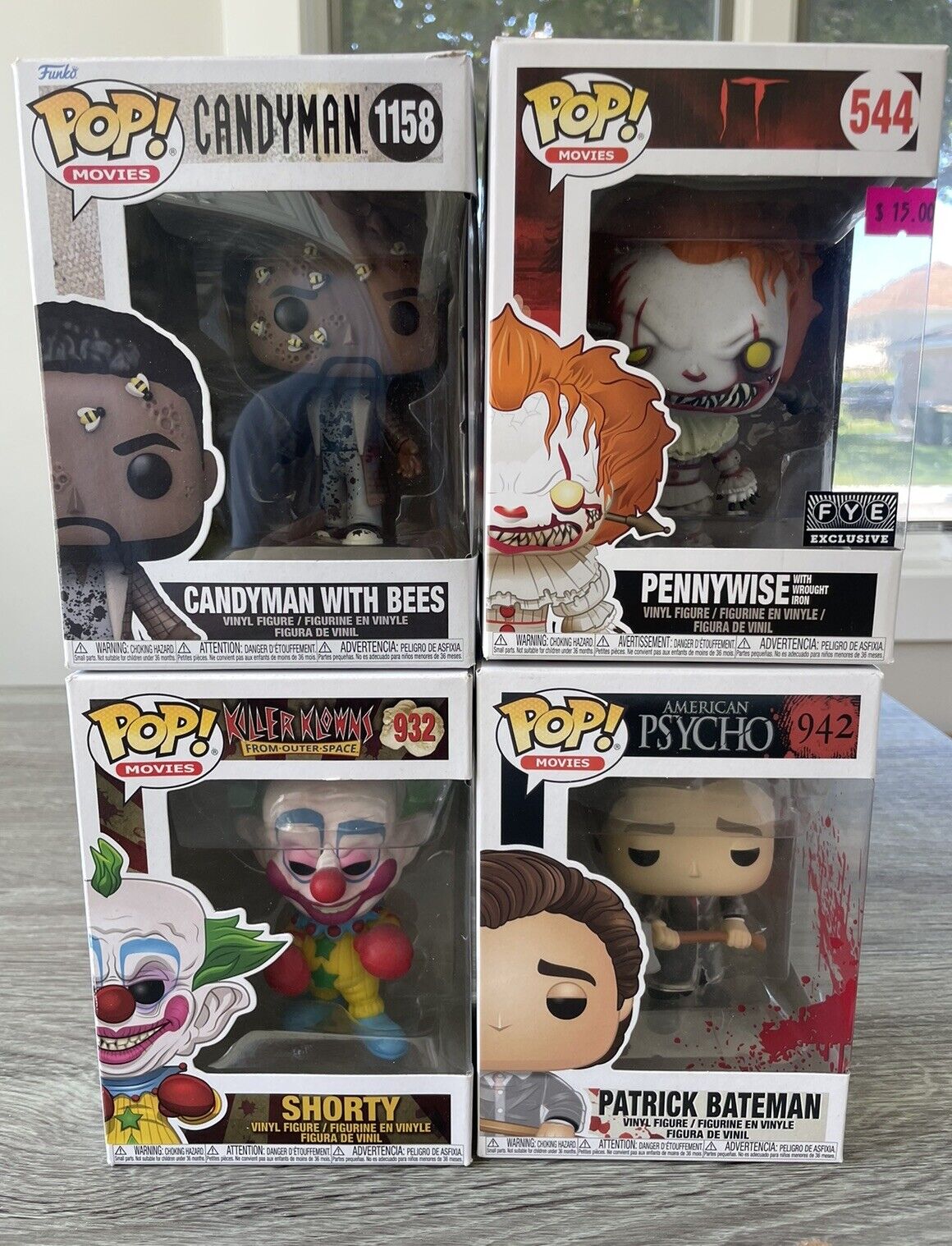 🔥 Funko Pop Horror Lot Of 4 • Psycho 942 Candyman 1158 Pennywise 544 Shorty 932