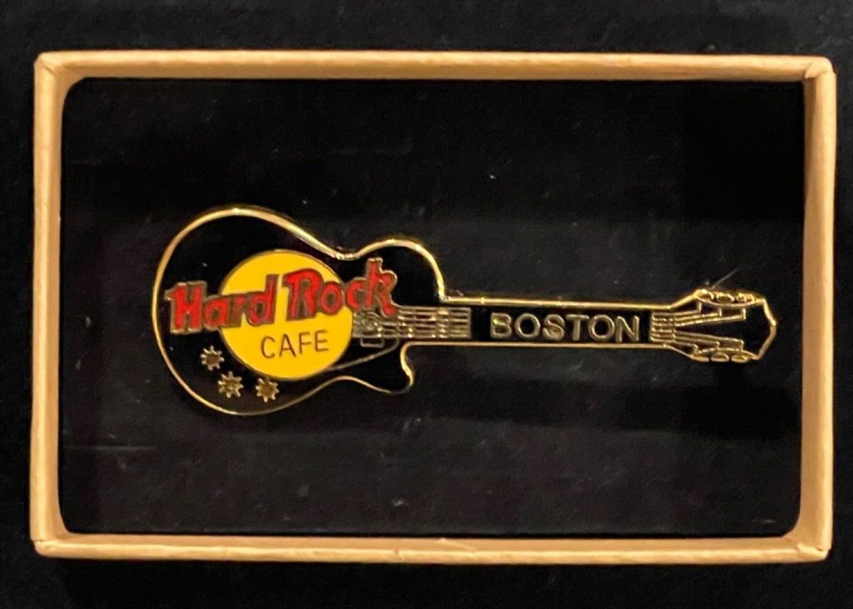 Hard Rock Cafe Boston Guitar Lapel Pin with Gift Box