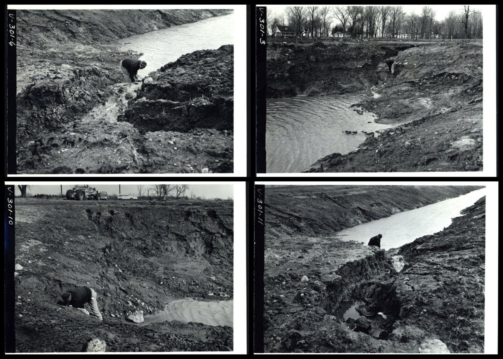 4 Vintage AGRICULTURAL PHOTOGRAPHS - North Hero. VERMONT [Canal Slope Repair]