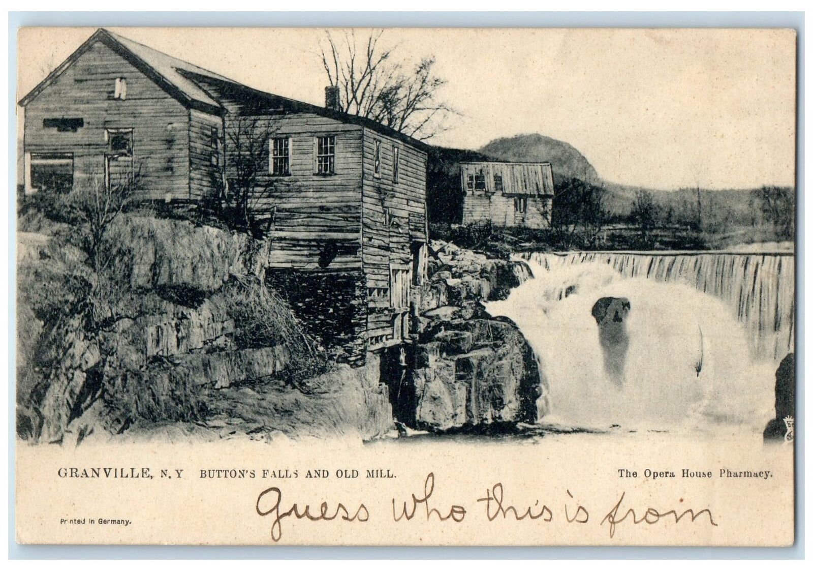 1905 Button\'s Fall And Old Mill Exterior Granville New York NY Posted Postcard