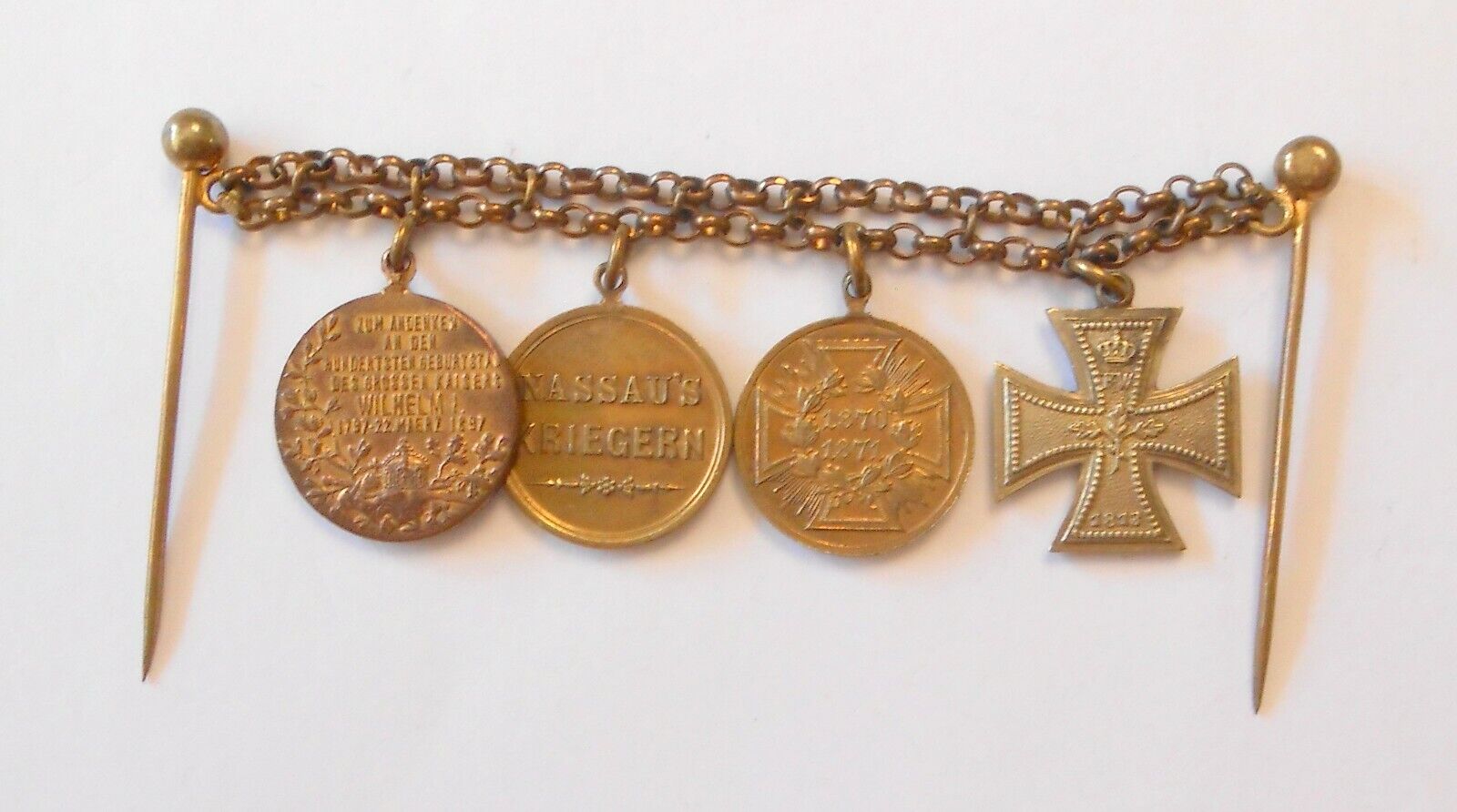 Rare 1870s Franco Prussian War Period Miniature Award Chain w/ 4 Medals