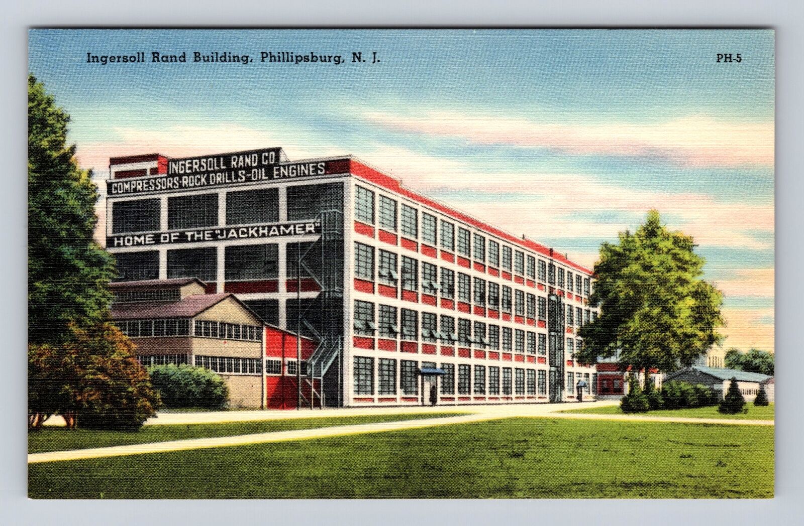 Phillipsburg NJ-New Jersey, Ingersoll Rand Building, Antique, Vintage Postcard