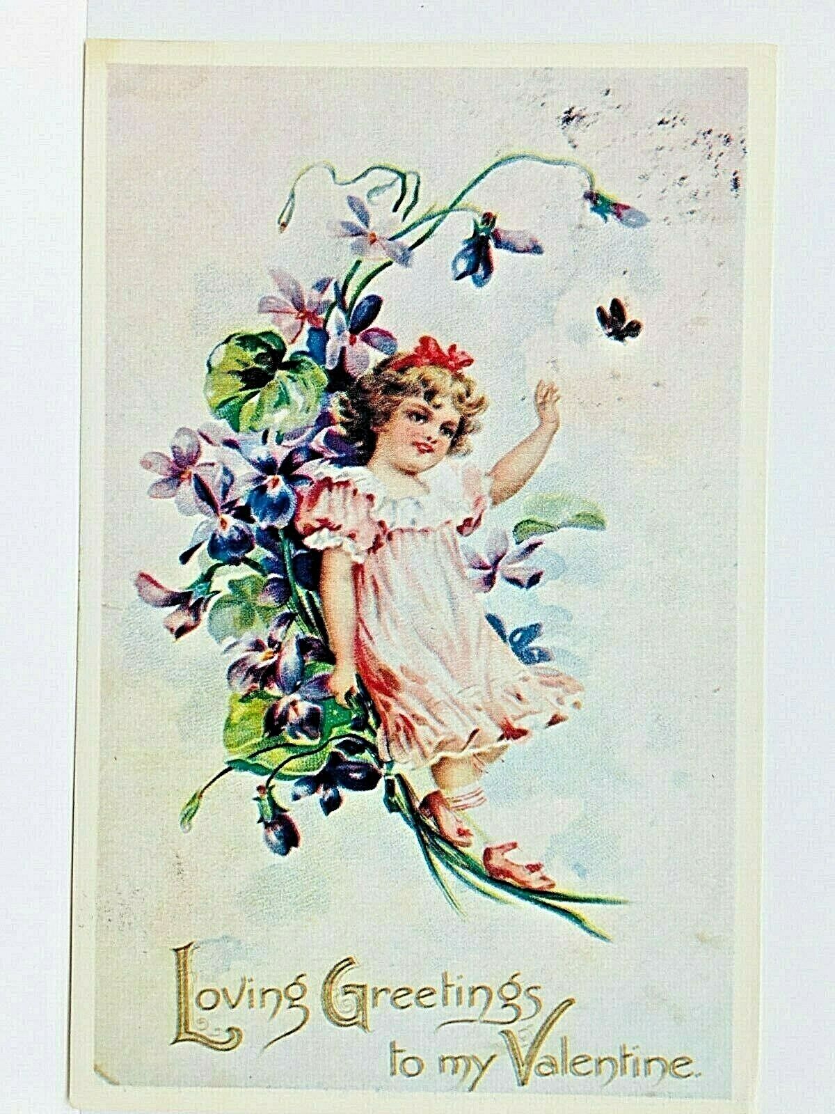 Vintage Loving Greetings to my Valentine Postcard