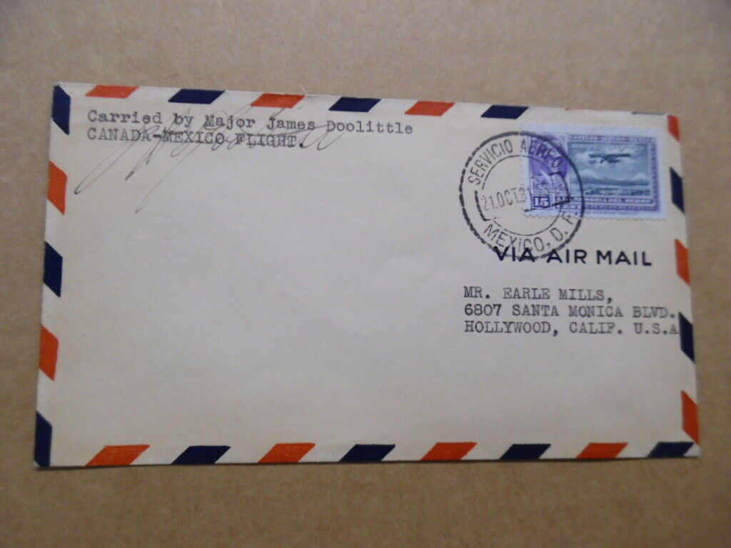 1931 James Jimmy Doolittle Signed Airmail Cover Canada Mexico Flight Original 
