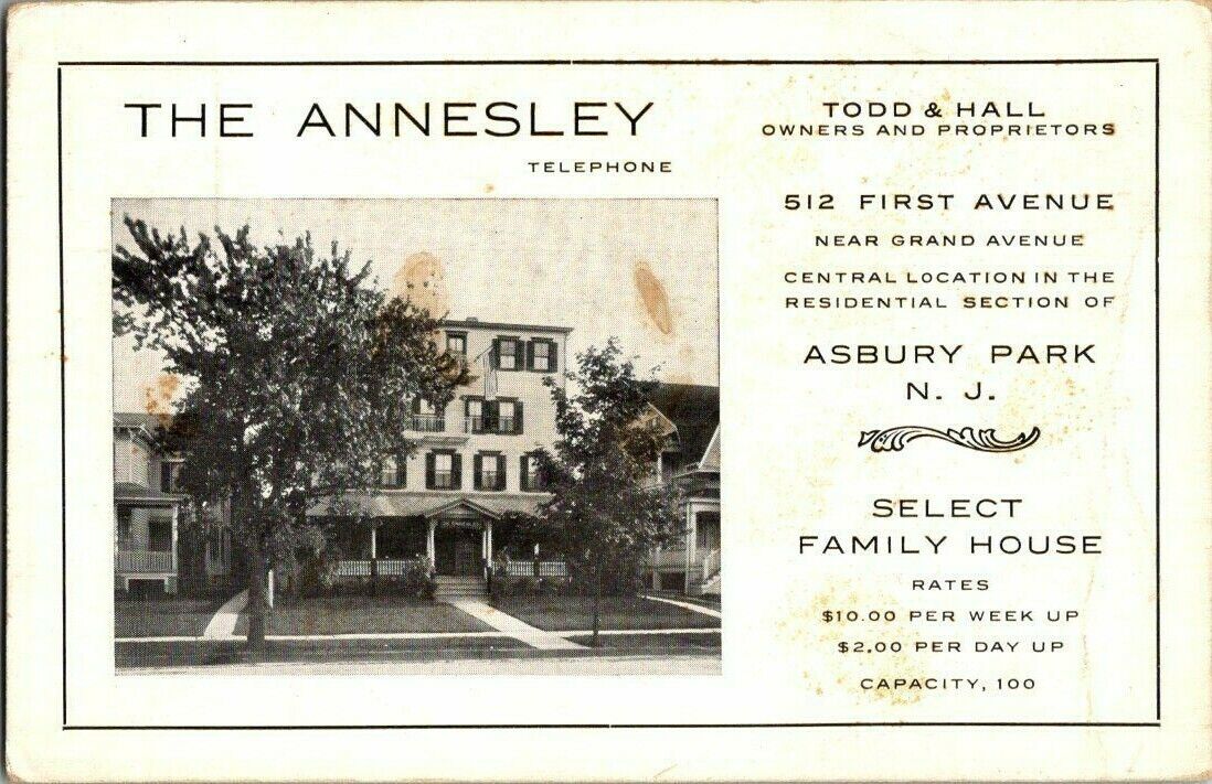1920\'S. THE ANNESLEY. ASBURY PARK,NJ.  POSTCARD KK13