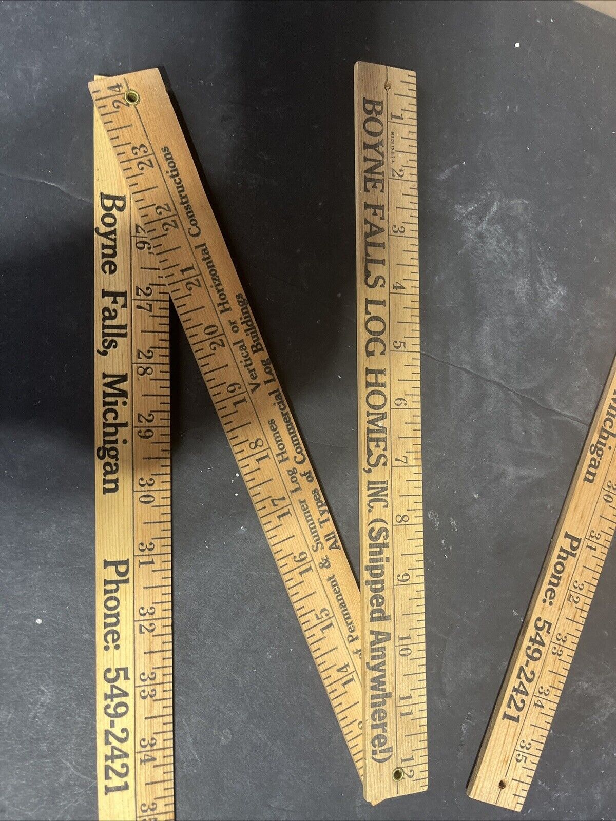 Vintage Tri-Fold Advertising Wooden Ruler