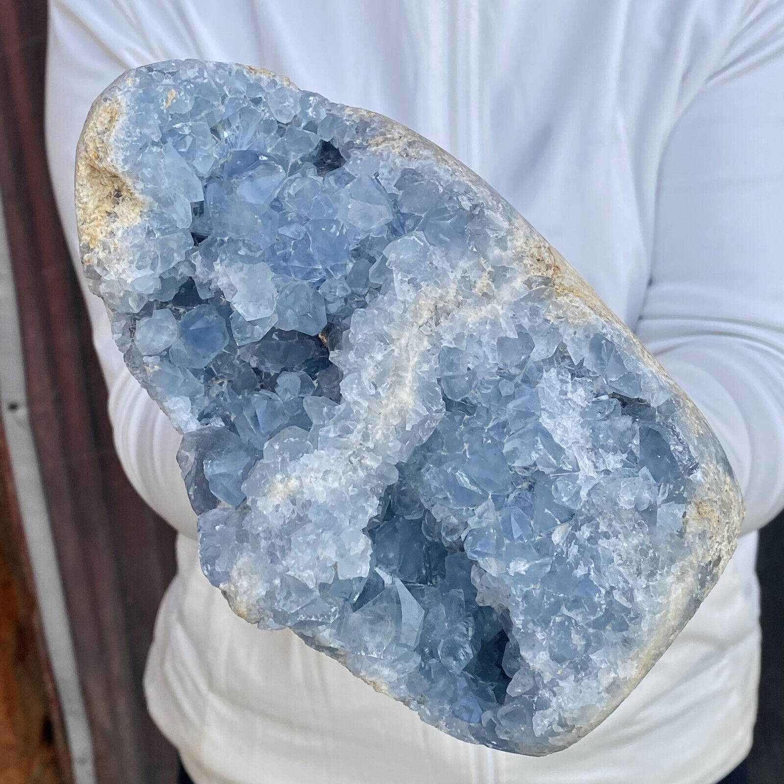 6.5LB Natural Beautiful Blue Celestite Crystal Geode Cave Mineral Specimen