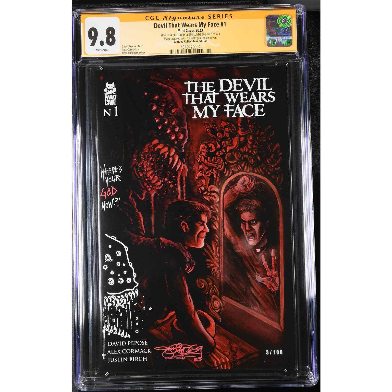 The Devil That Wears My Face #1 Cardstock CGC SS 9.8 Jesse Lundberg - Remarked