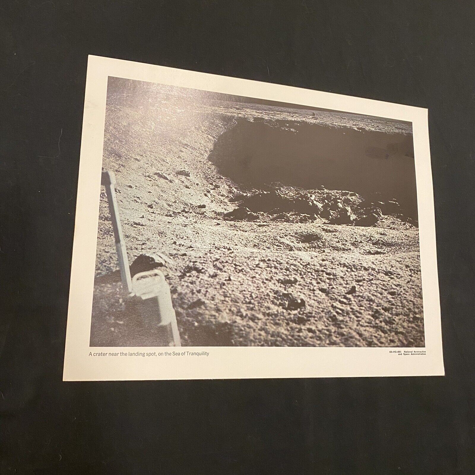 Vintage NASA Moon Photo crater near the landing spot, on the Sea of Tranquility
