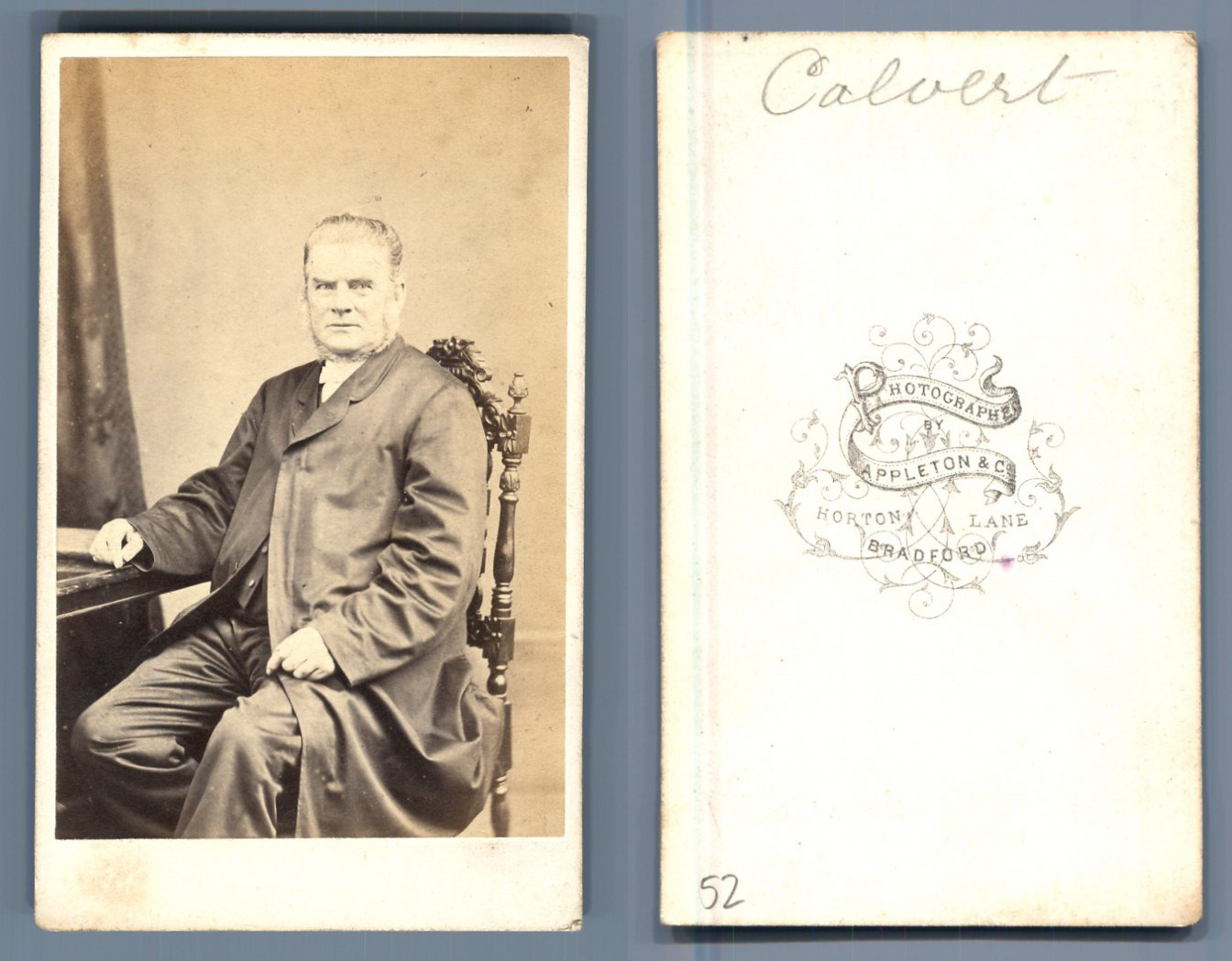Reverend James Calvert, Wesleyans Methodist Church CDV, Appleton & Co., Bradford