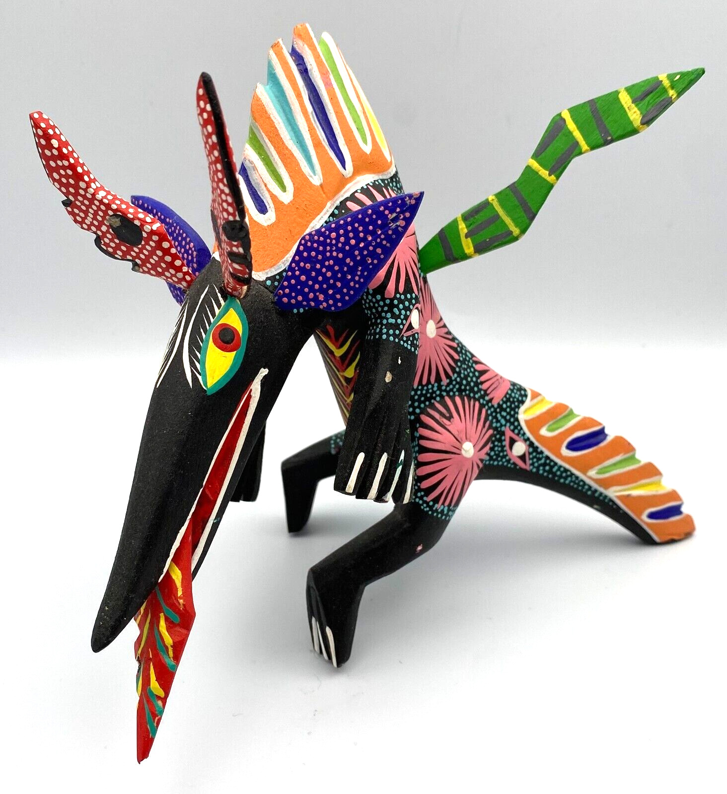 Mexican Folk Art Alebrije Lizard Alien Painted Wood Figurine Ignacio Ojeda HTF