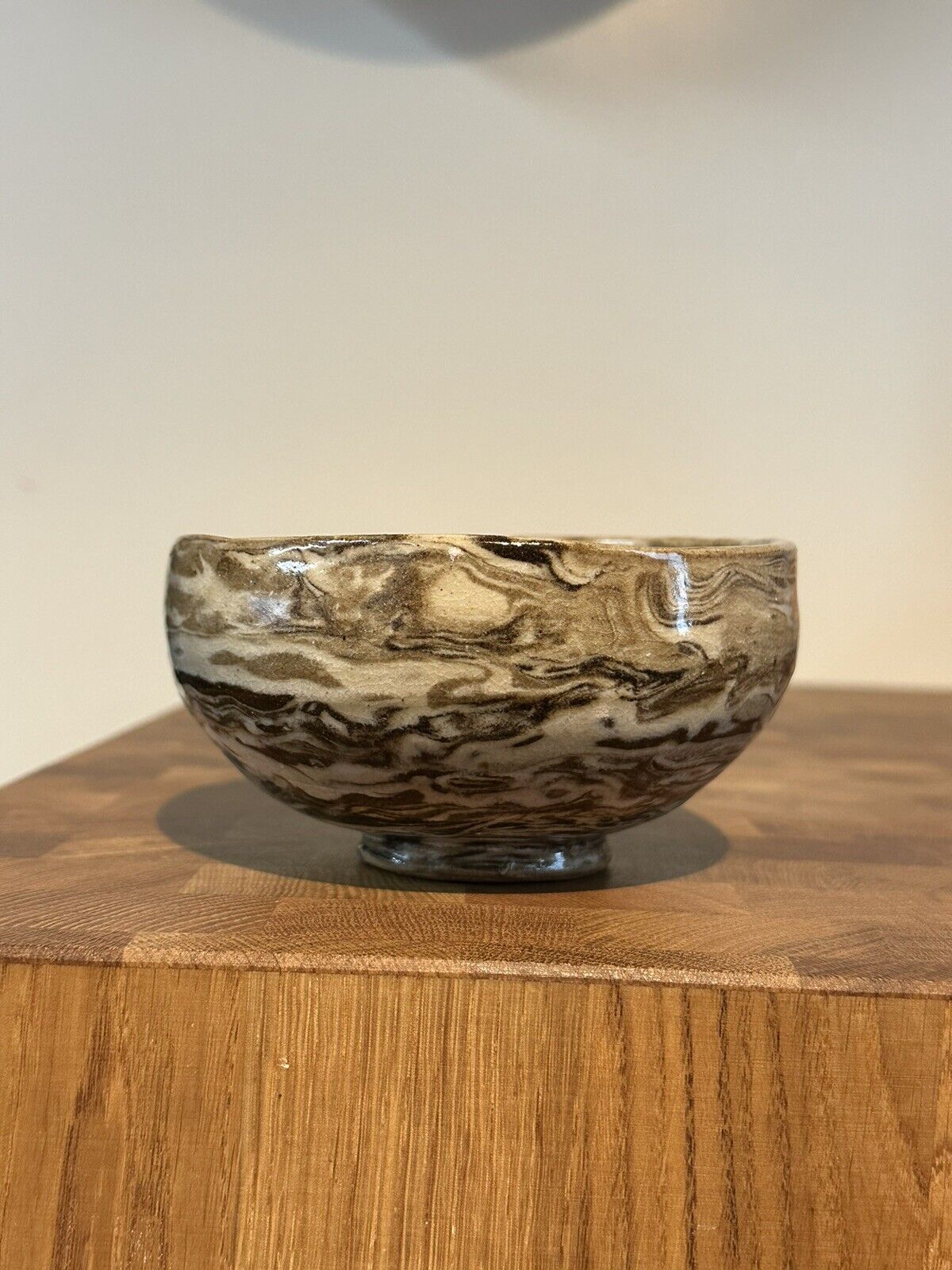 Nerikomi/Neriage Tea Bowl Chawan RARE Japanese VTG Handmade Ceramic 5in