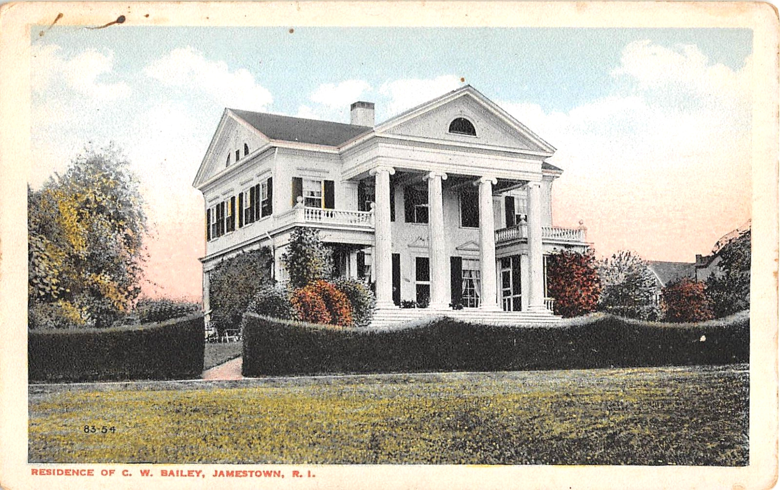 c.1915 CW Bailey Home Jamestown RI post card
