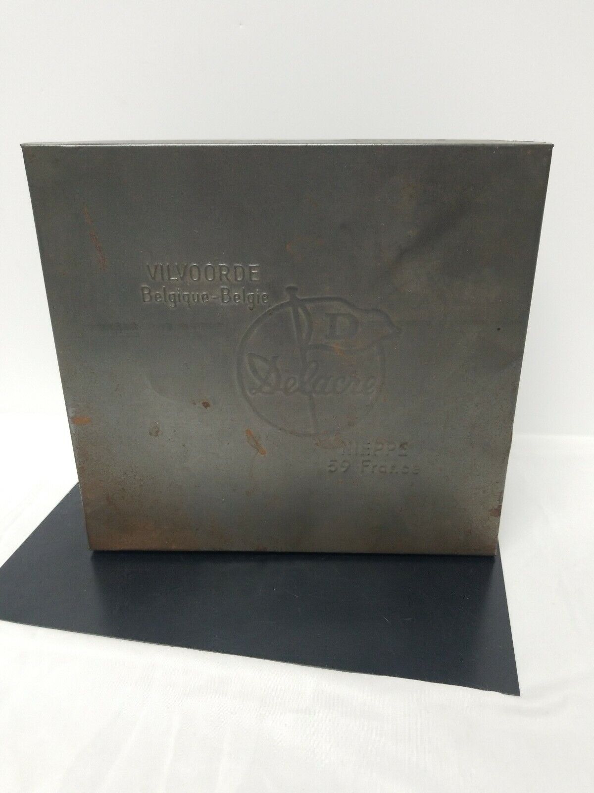 Vtg Delacre Tin Box Metal Cookie Biscuit Container Advertisement 9-1/8 x 8-1/2