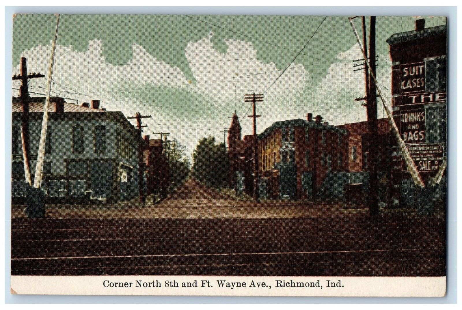 c1910\'s Corner North 8th And Fort Wayne Richmond Indiana IN Antique Postcard