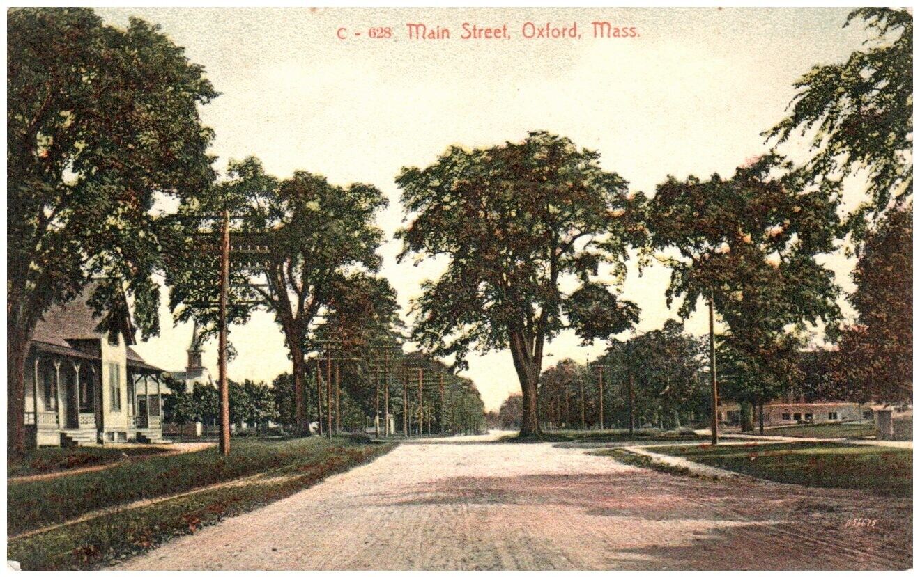 Early Postcard Oxford Ma Massachusetts View of Main Street Dirt Road