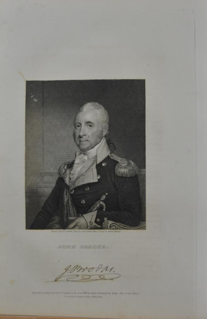 Antique Revolutionary War Officer Governor John Brooks 1834 Engraving Art