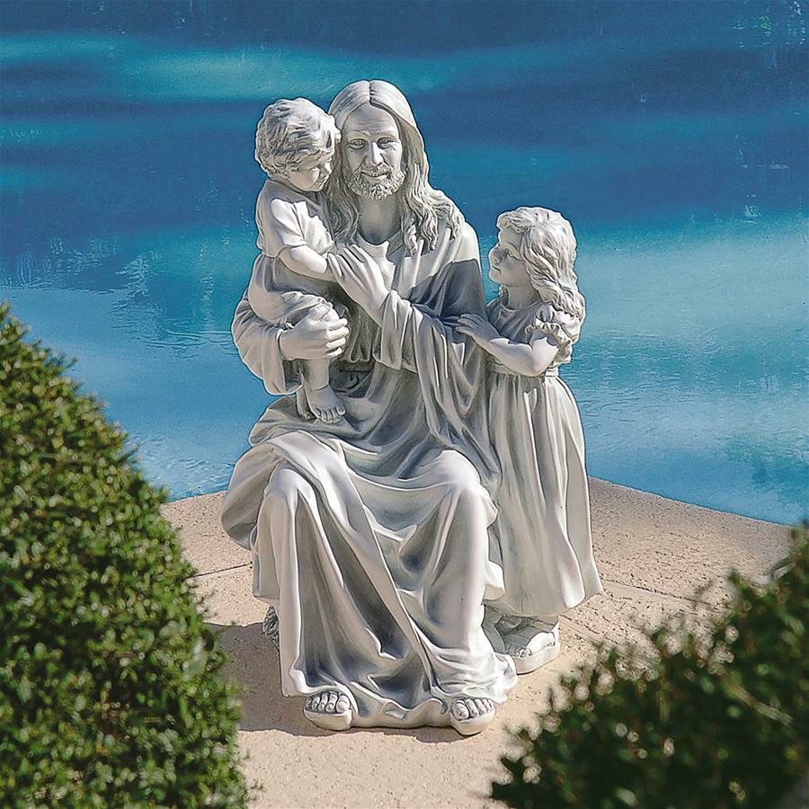 The Smiling Christ Children Garden Jesus Loves Serene Statue Bronti Replica