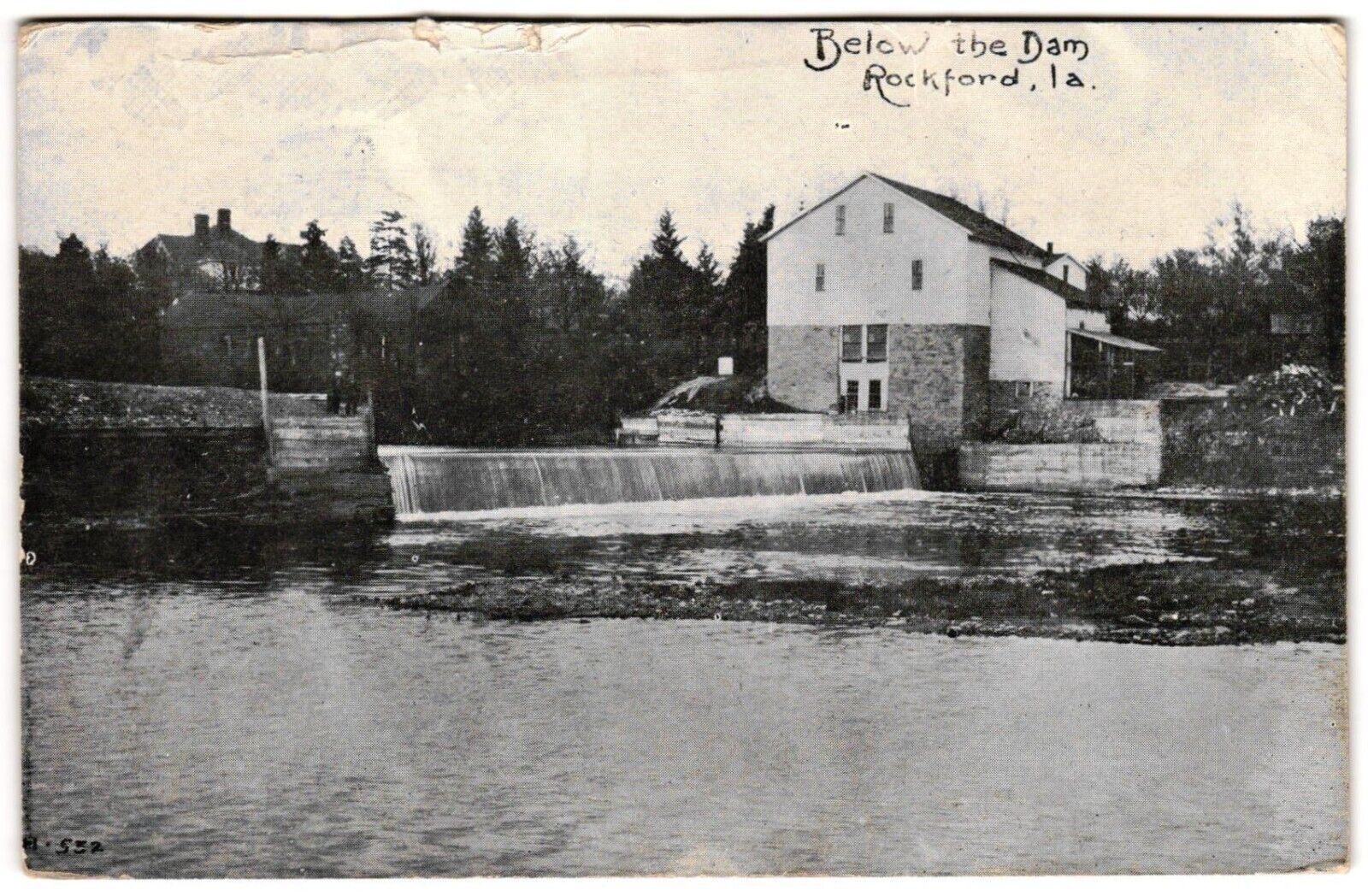 Below the Dam Rockford Iowa IA c1910s Posted Postcard