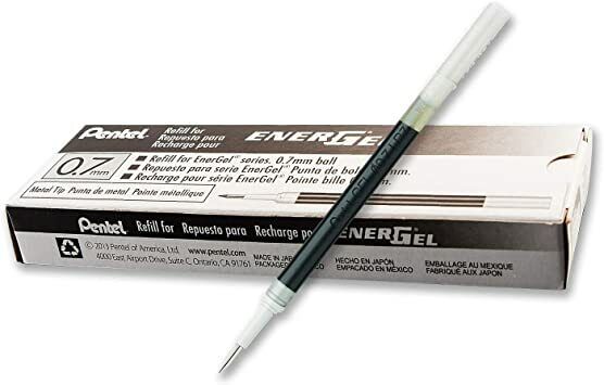 12 X Pentel LR7 Roller Refill for EnerGel Gel Pen 0.7mm Metal Tip - Black Ink