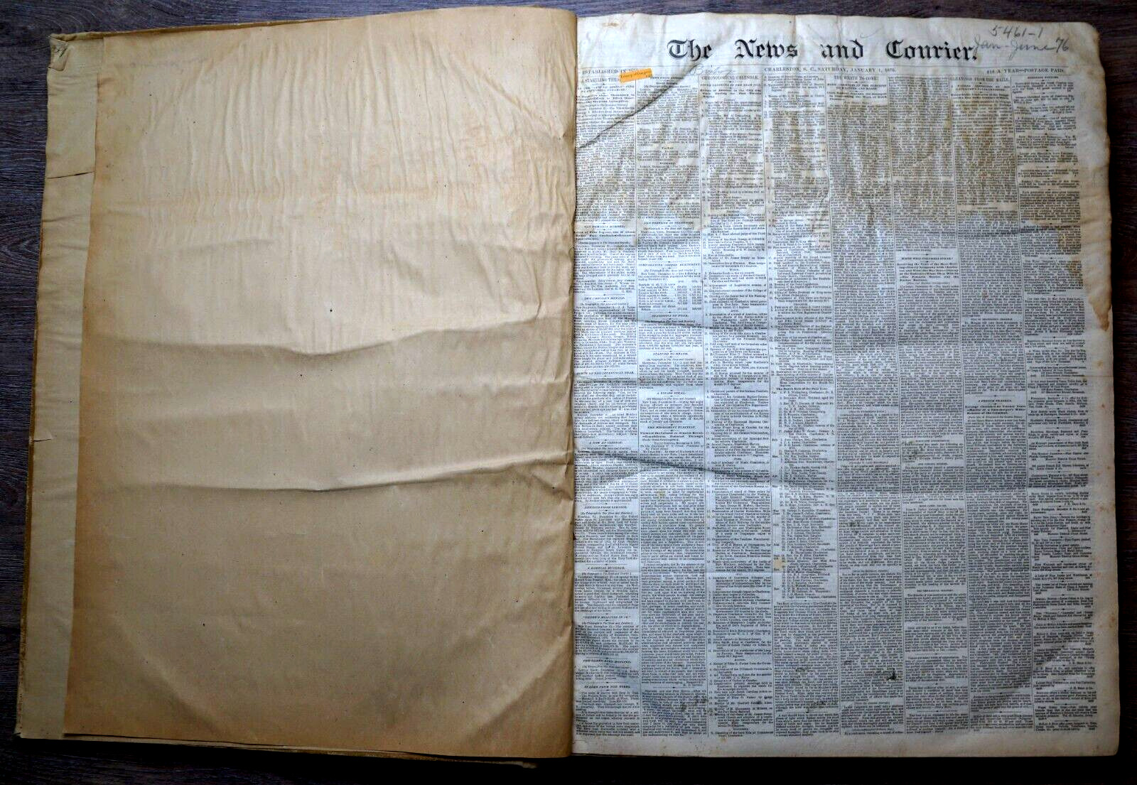 Rare Jan-June 1876 Newspaper Bound Volume - Charleston, S.C. News & Courrier