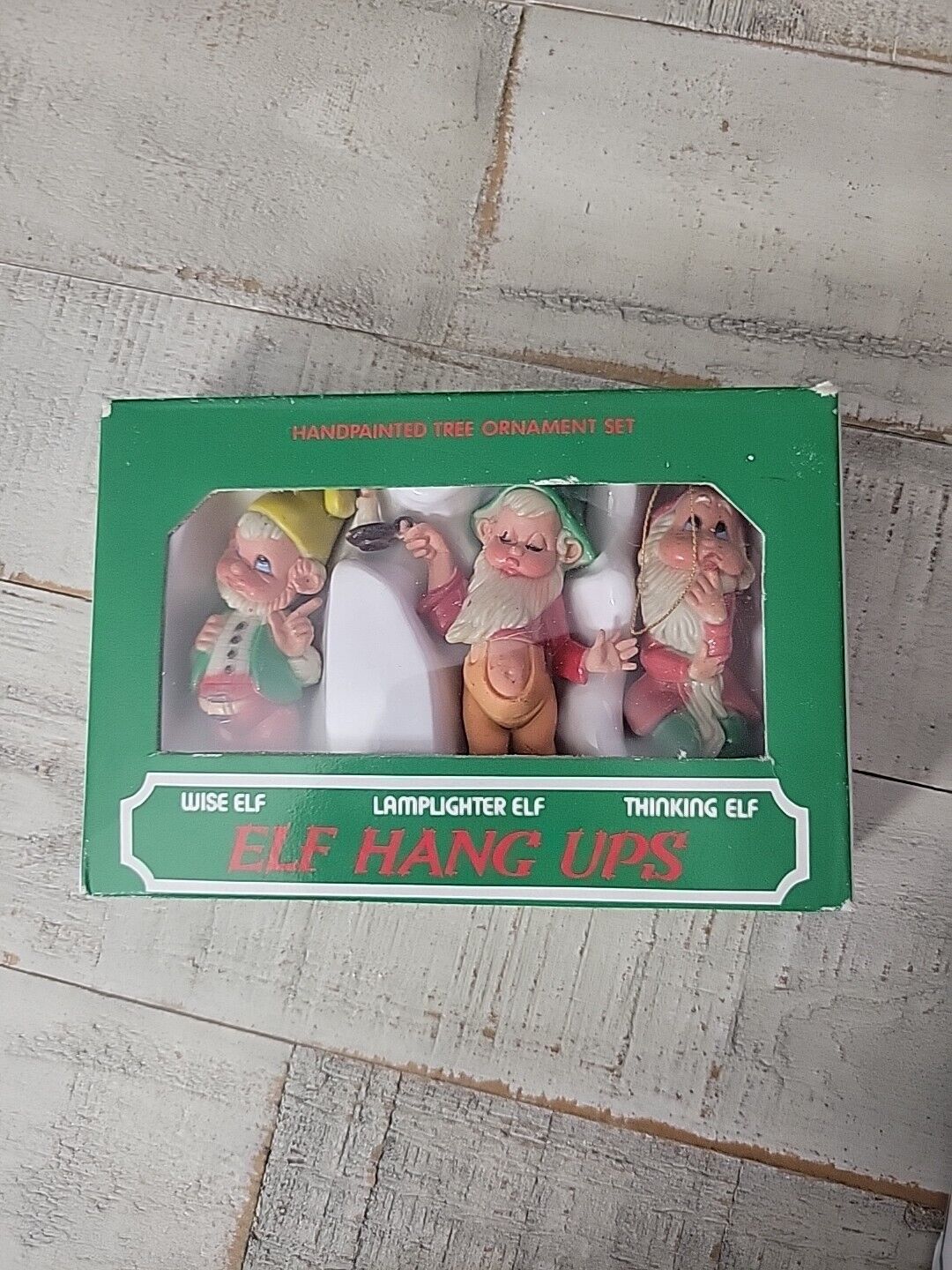 Elf Hang Ups Ornaments Pixie Elves Gnome Christmas Decor Made in Macau Handpaint