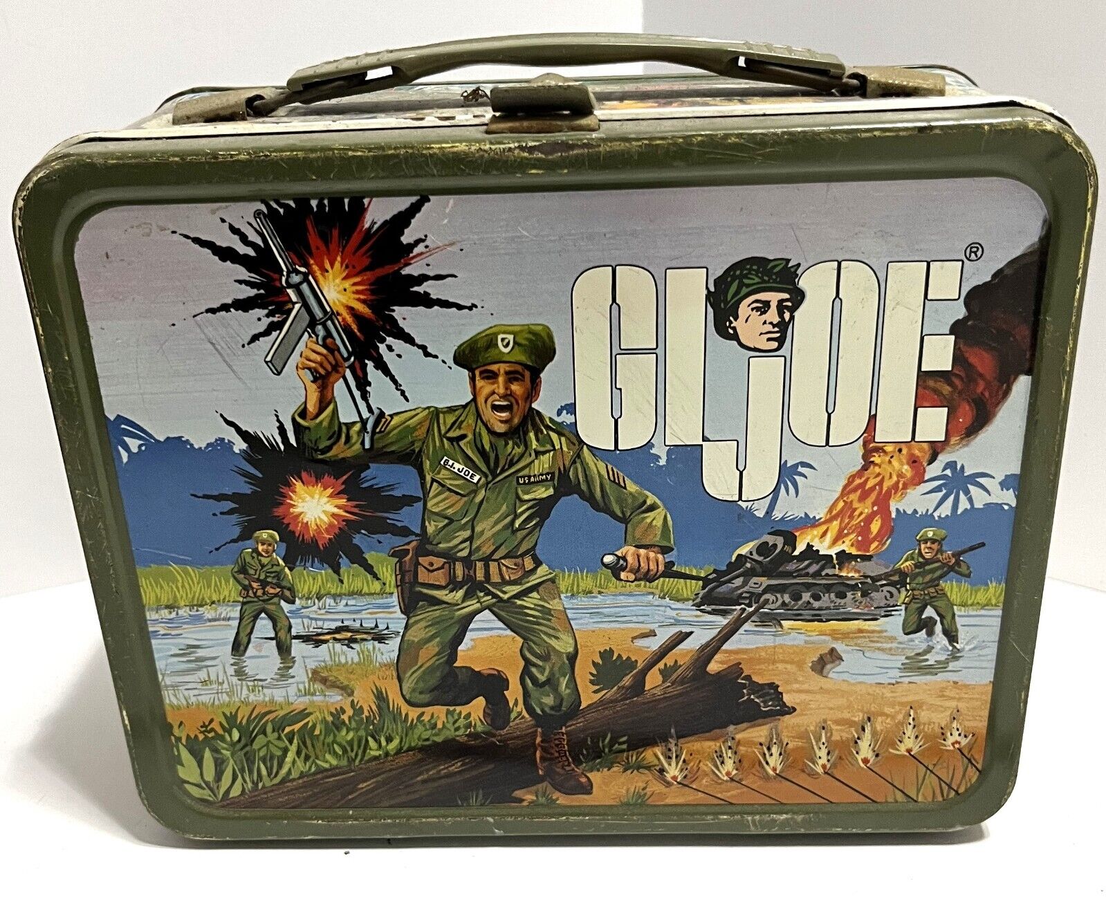 G.I. JOE Vintage 1967 Metal Lunch Box w/Thermos {No Top} King-Seeley Co.