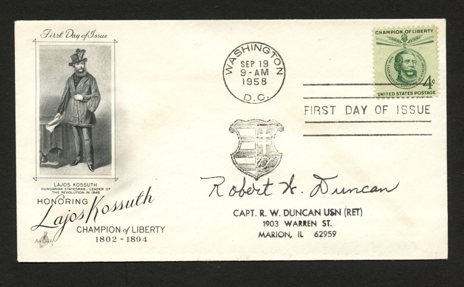Robert W. Duncan d2013 signed autograph auto First Day Cover WWII ACE USN