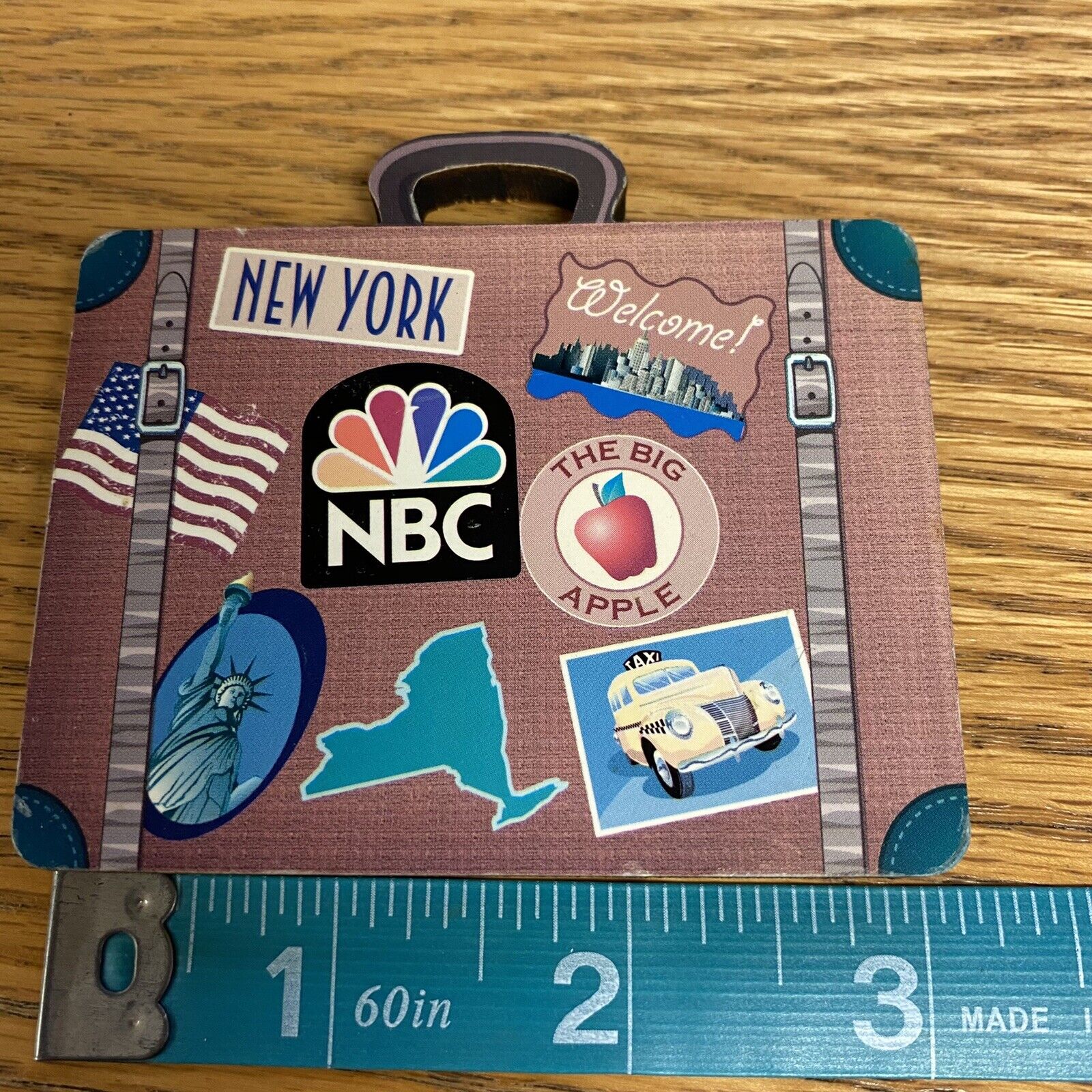 2005 NBC Briefcase New York Welcome The Big Apple Taxi Statue Of Liberty Magnet