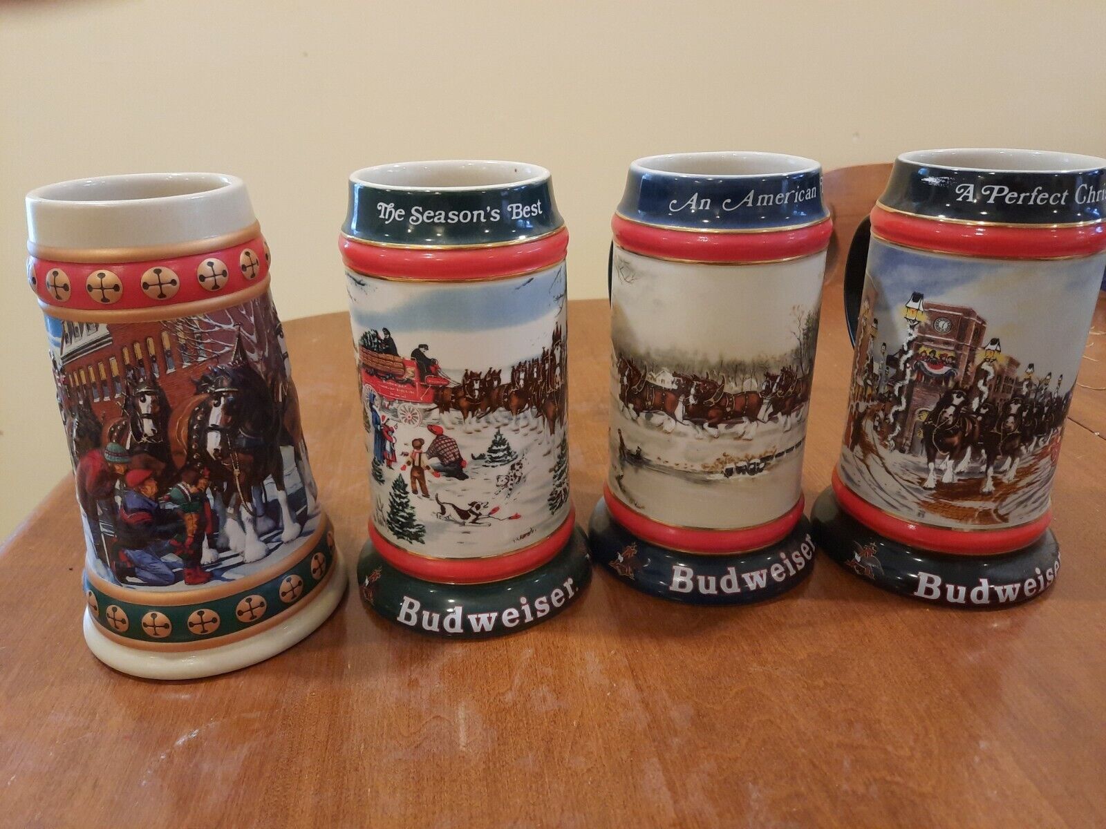 1990 TO 1992 VINTAGE BUDWEISER HOLIDAY BEER MUGS AND VITAGE 1993 BUWEISER...