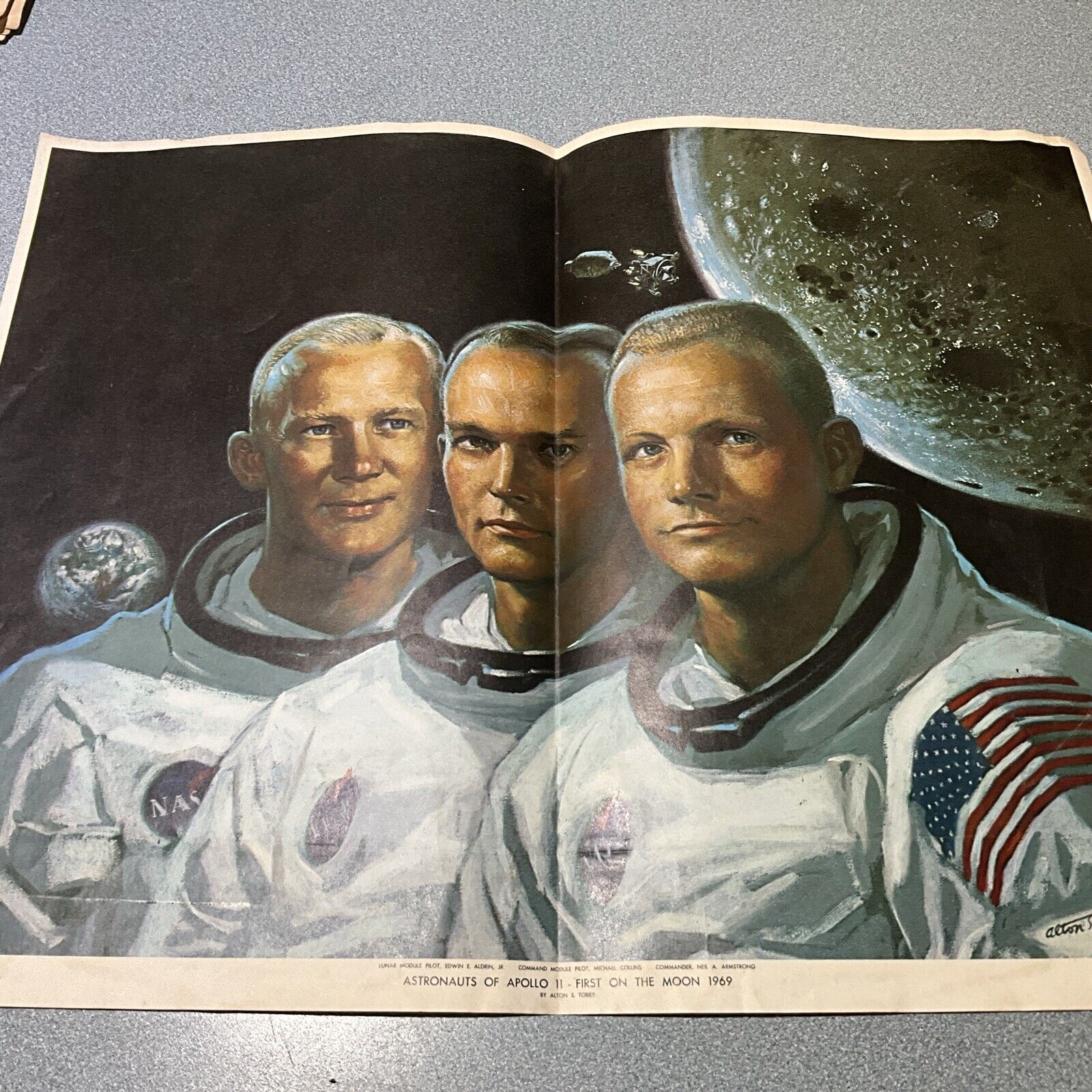 1969 Original Poster APOLLO 11 Nasa Moon Landing  Armstrong  Aldrin Collins