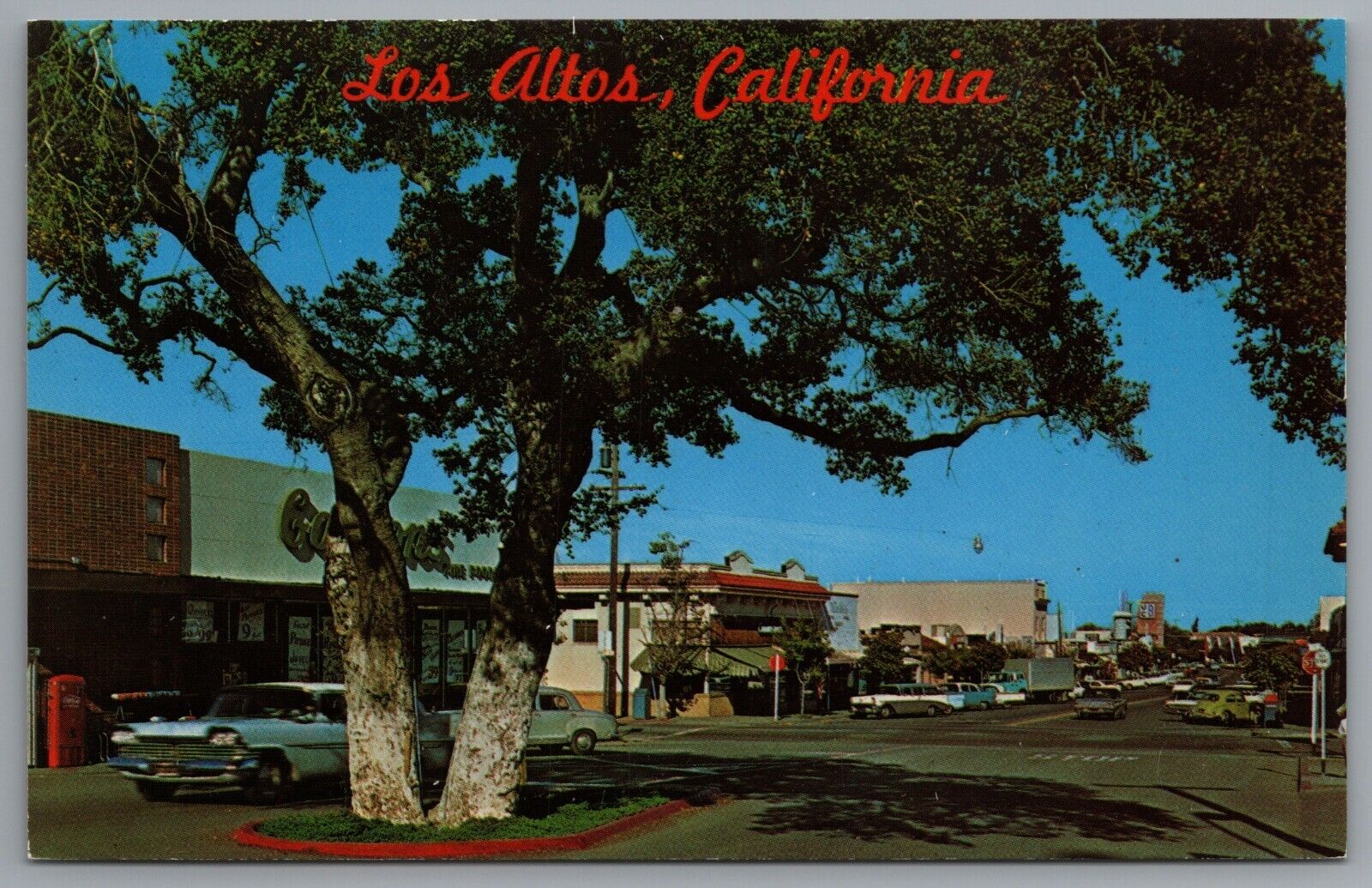 Los Altos CA Main Street View c1964 Chrome Postcard