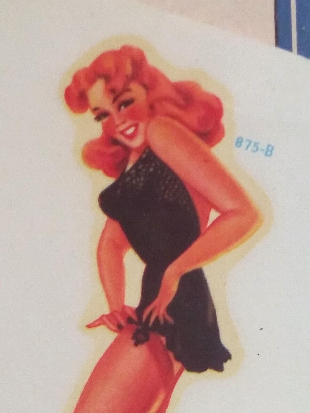 Redhead Pinup Girl Meyercord Vintage Water Slide Transfer Decal c1950s 875-B
