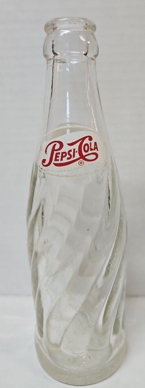 Vintage 1964 Pepsi-Cola 6 1/2 Oz Swirl Texture Glass Bottle Previously Owned 