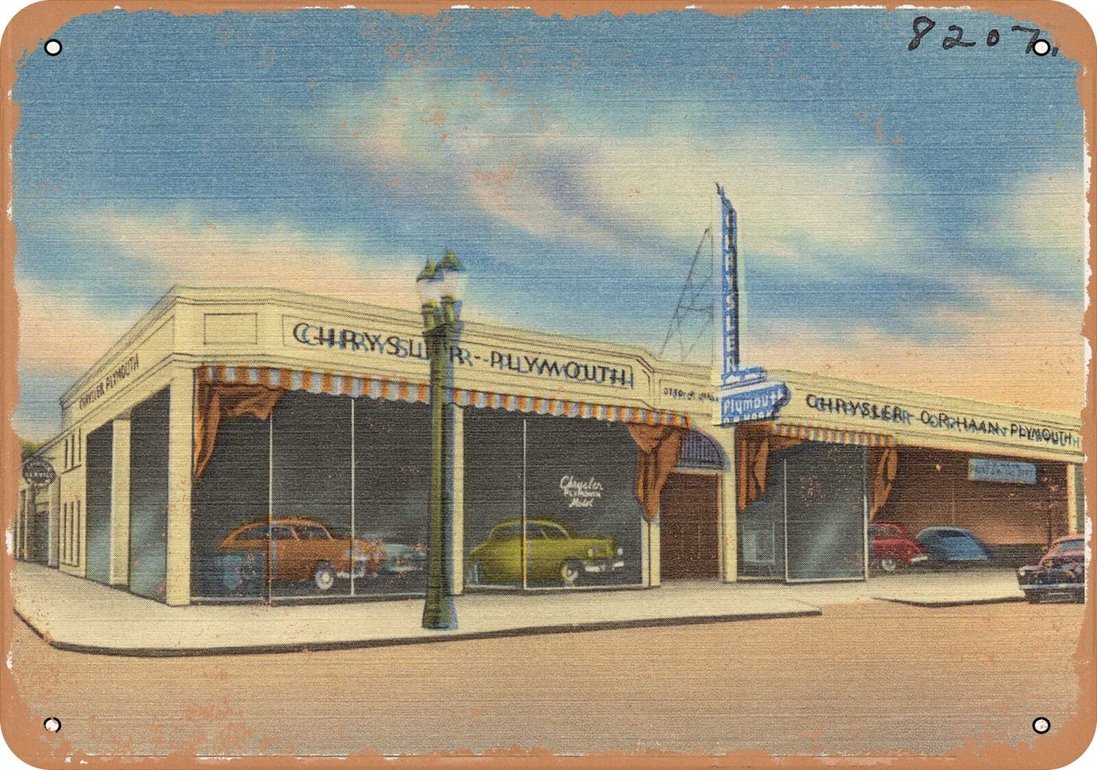 Metal Sign - California Postcard - O. R. Haan Chrysler -- Plymouth