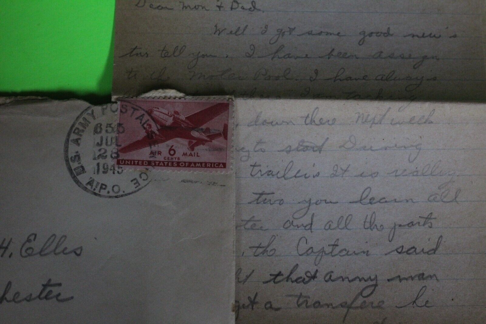 1945 Vintage Correspondence Letter WWII Germany Stationed