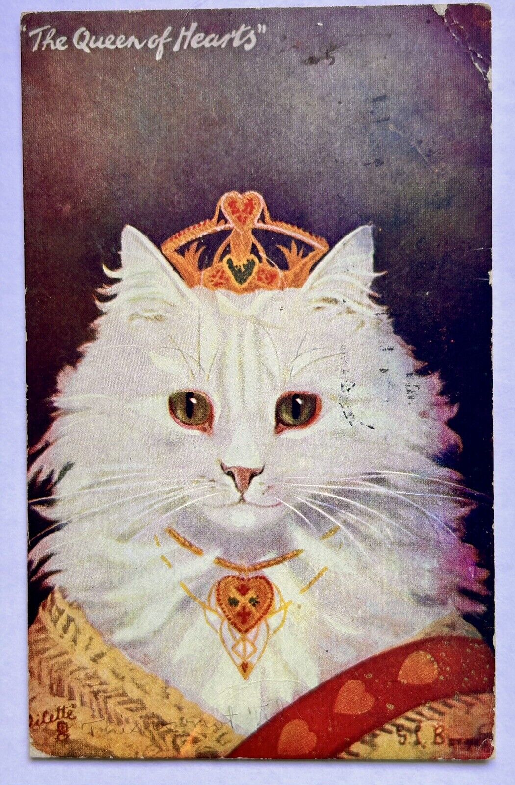 Queen Of Hearts Vintage Cat Postcard. 1907