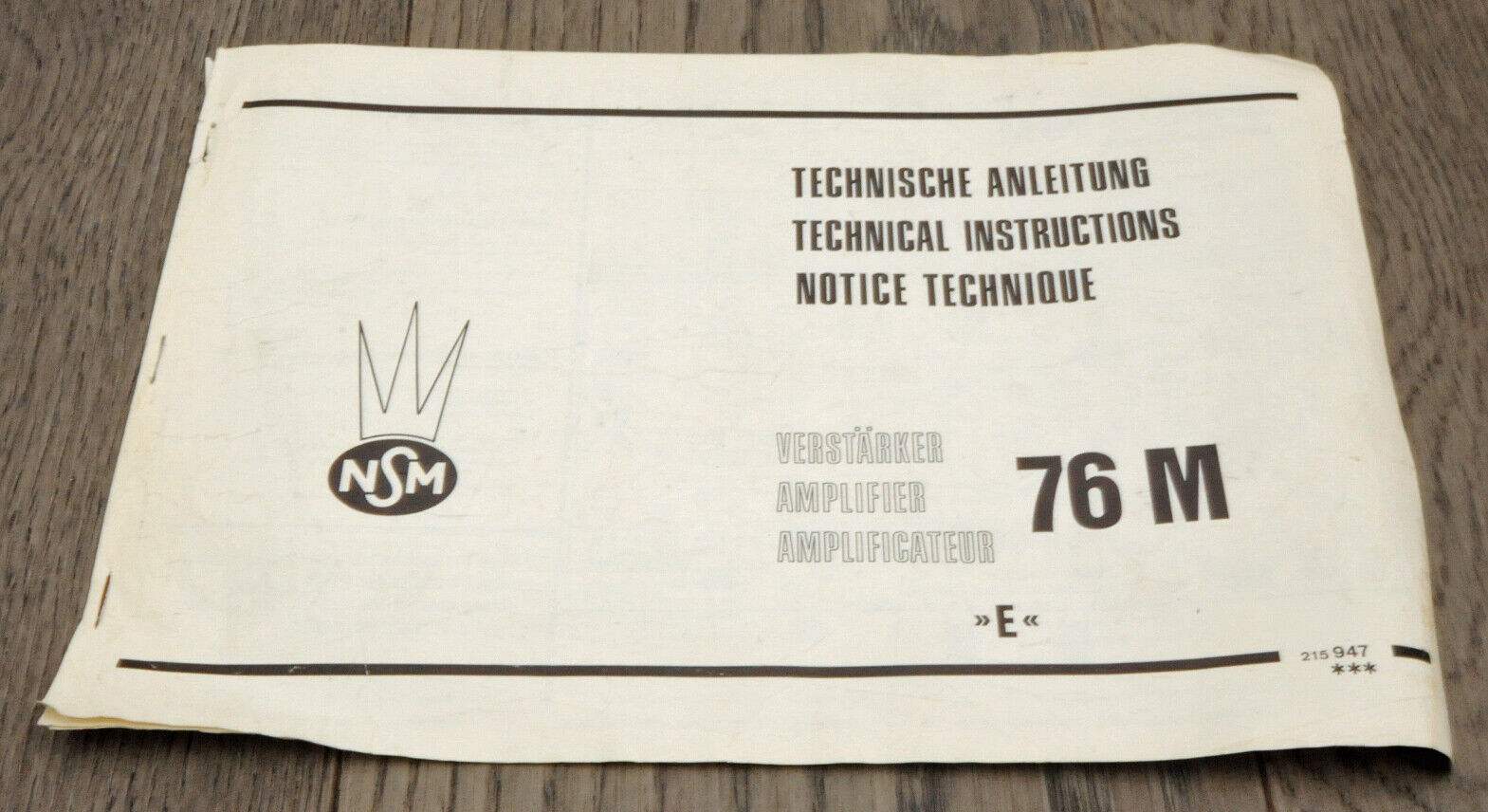 Original Vintage NSM Amplifier 76 M E Phonograph/Jukebox Technical Instructions