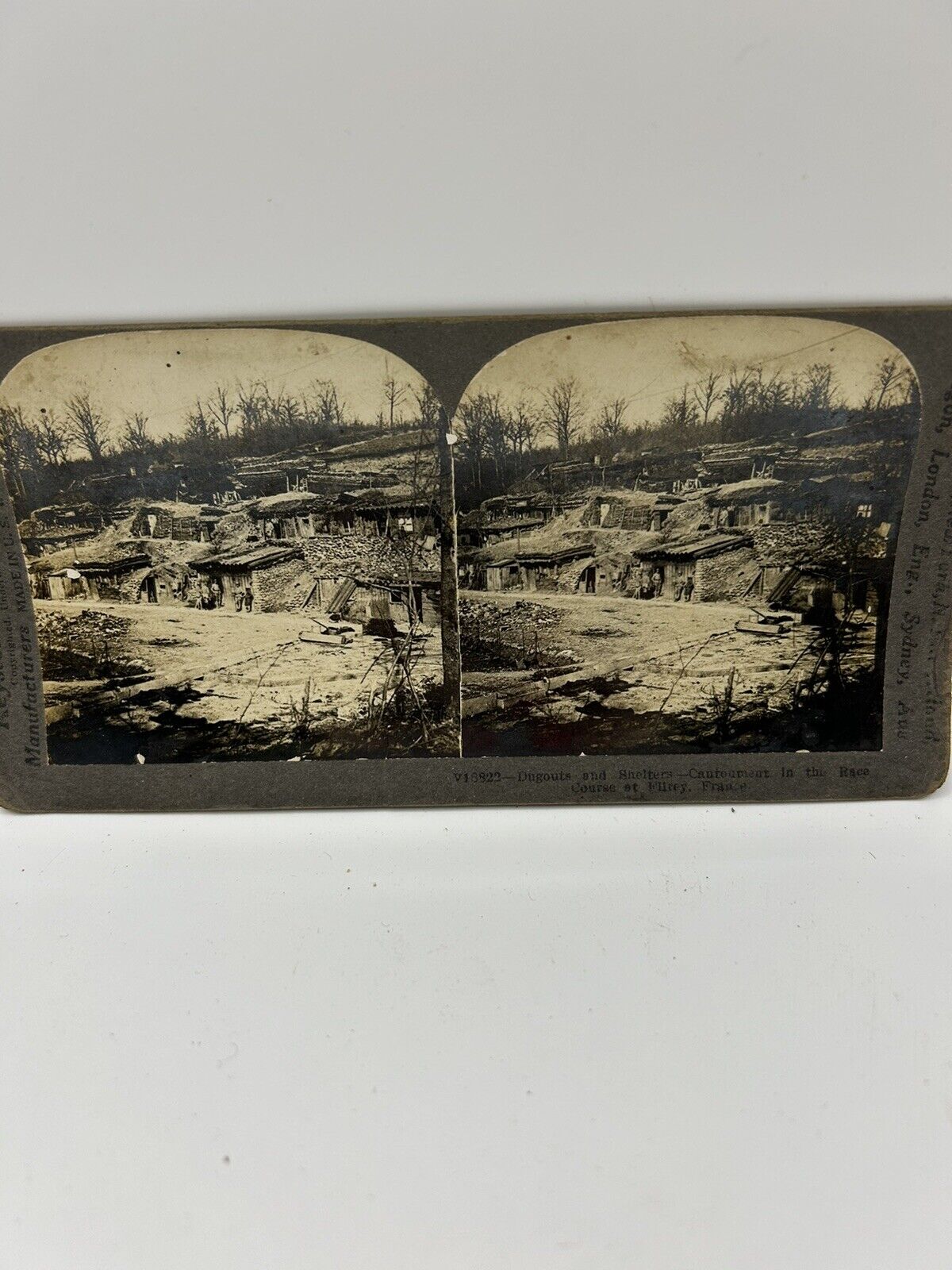 WWI Photos Keystone Stereo View Flirey France Dug Outs Camp Shelters V18822