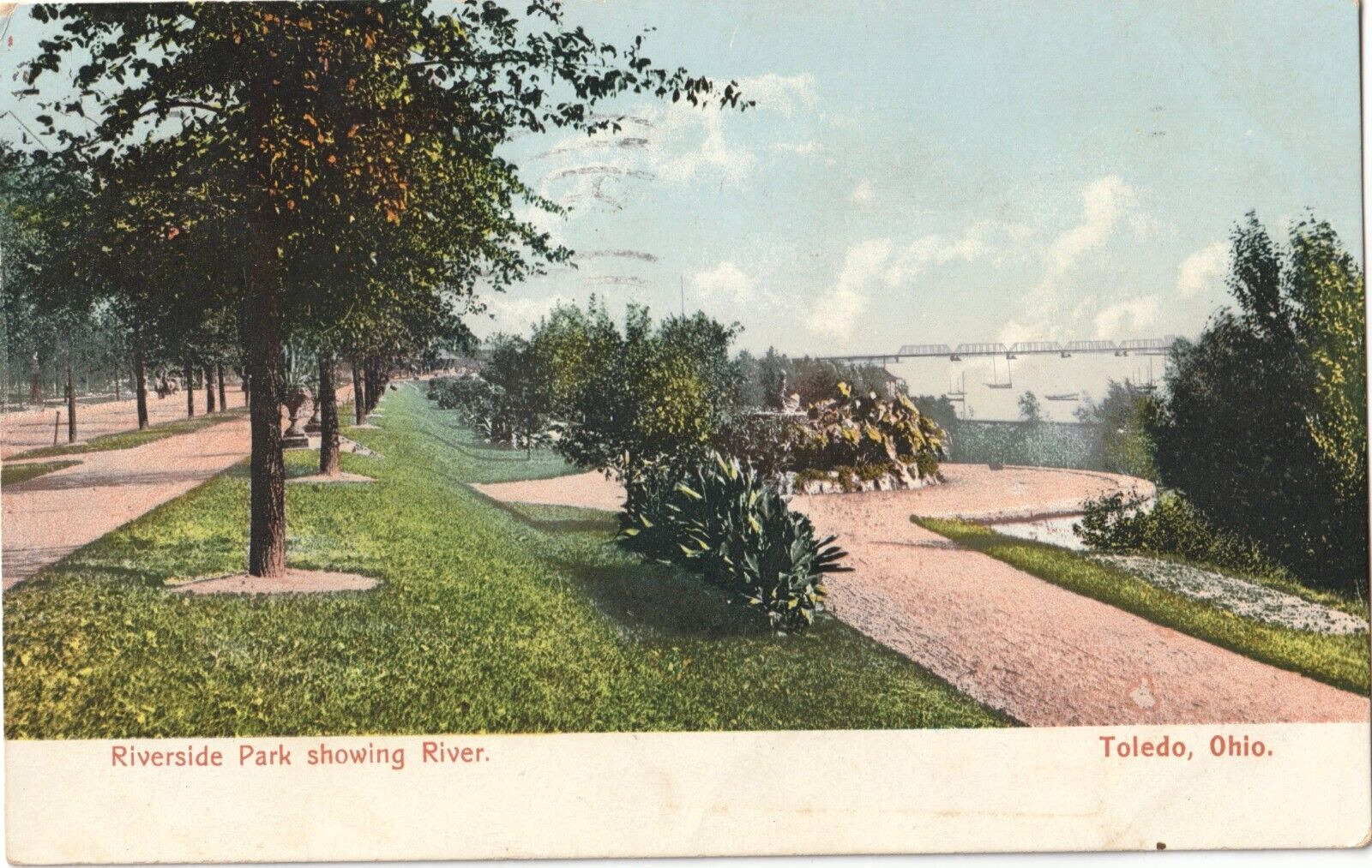 Riverside Park-Toledo, Ohio OH-1908 posted antique postcard
