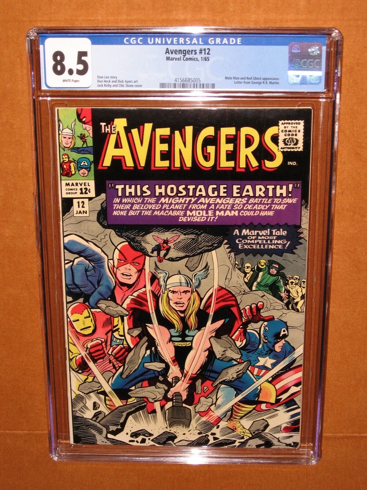 Avengers #12 CGC 8.5 RARE White Pages 1965 Mole Man INSURED 14pix SUPER packing