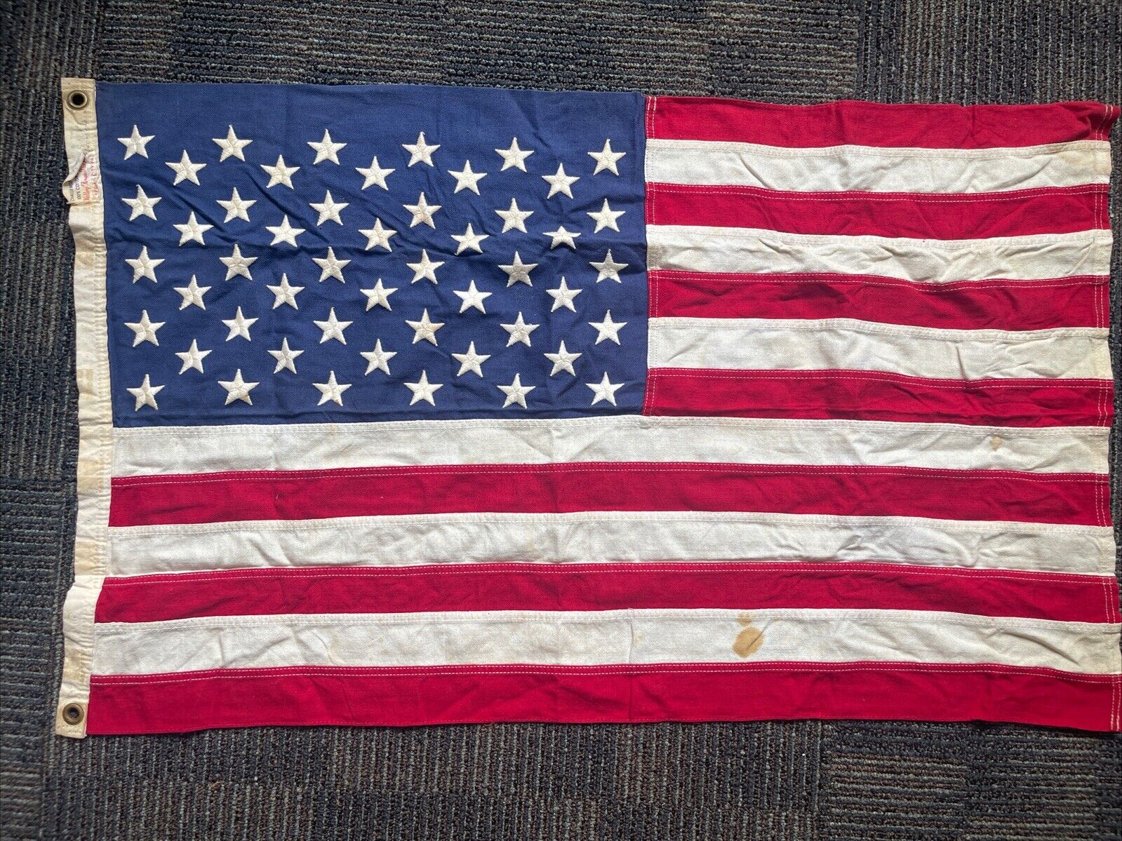 American 50 Star Flag Valley Forge Vintage 31.5” X 20.5” 100% Cotton-Bunting