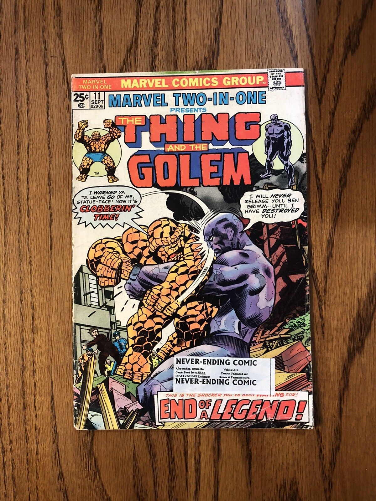 Marvel Comics Two in One #11 with The Thing and The Golem 1975