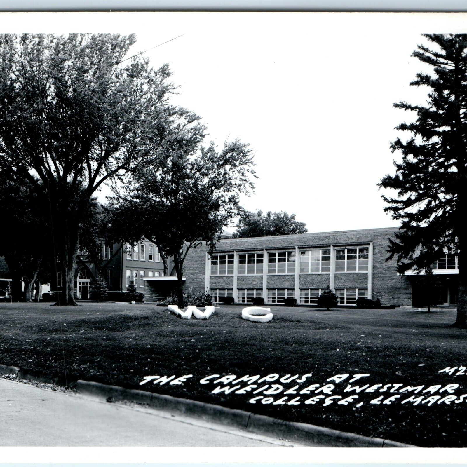 c1950s Le Mars, IA RPPC Weidler Westmar College Campus Real Photo PC Vtg A107