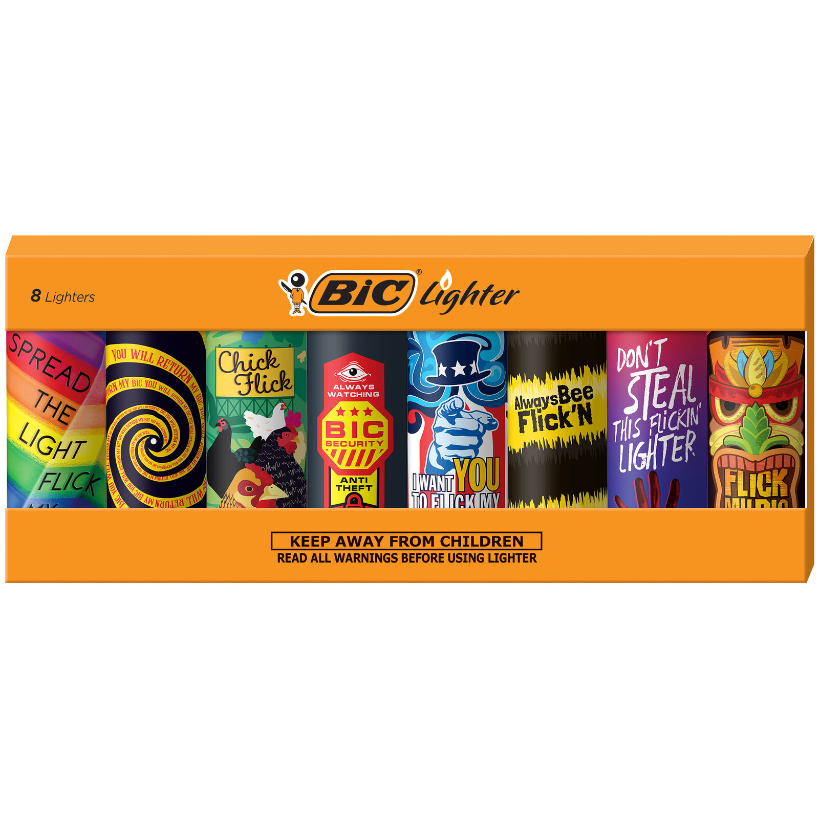 BIC Special Edition Flick My BIC Series Lighters, 8-Count