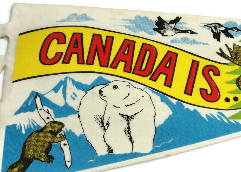 Vintage Canada Is... Pennant Moose Polar Bear Geese