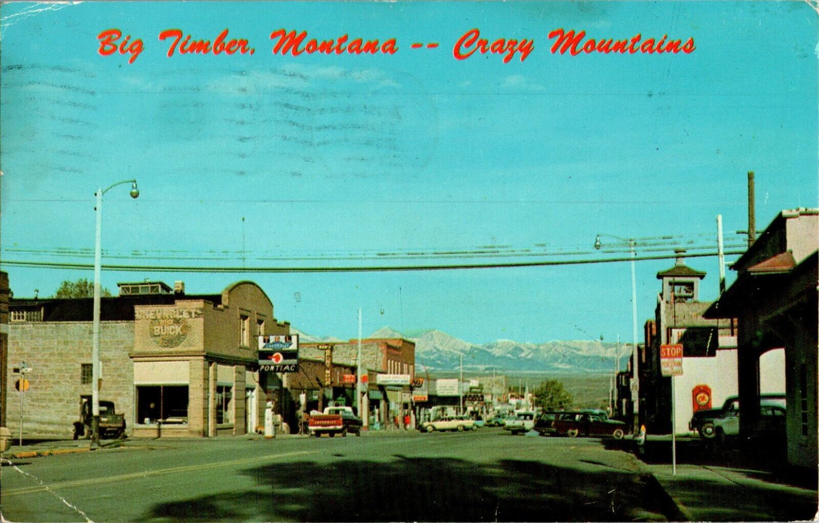 Street Scene, Big Timber, Montana MT 1968 chrome Postcard